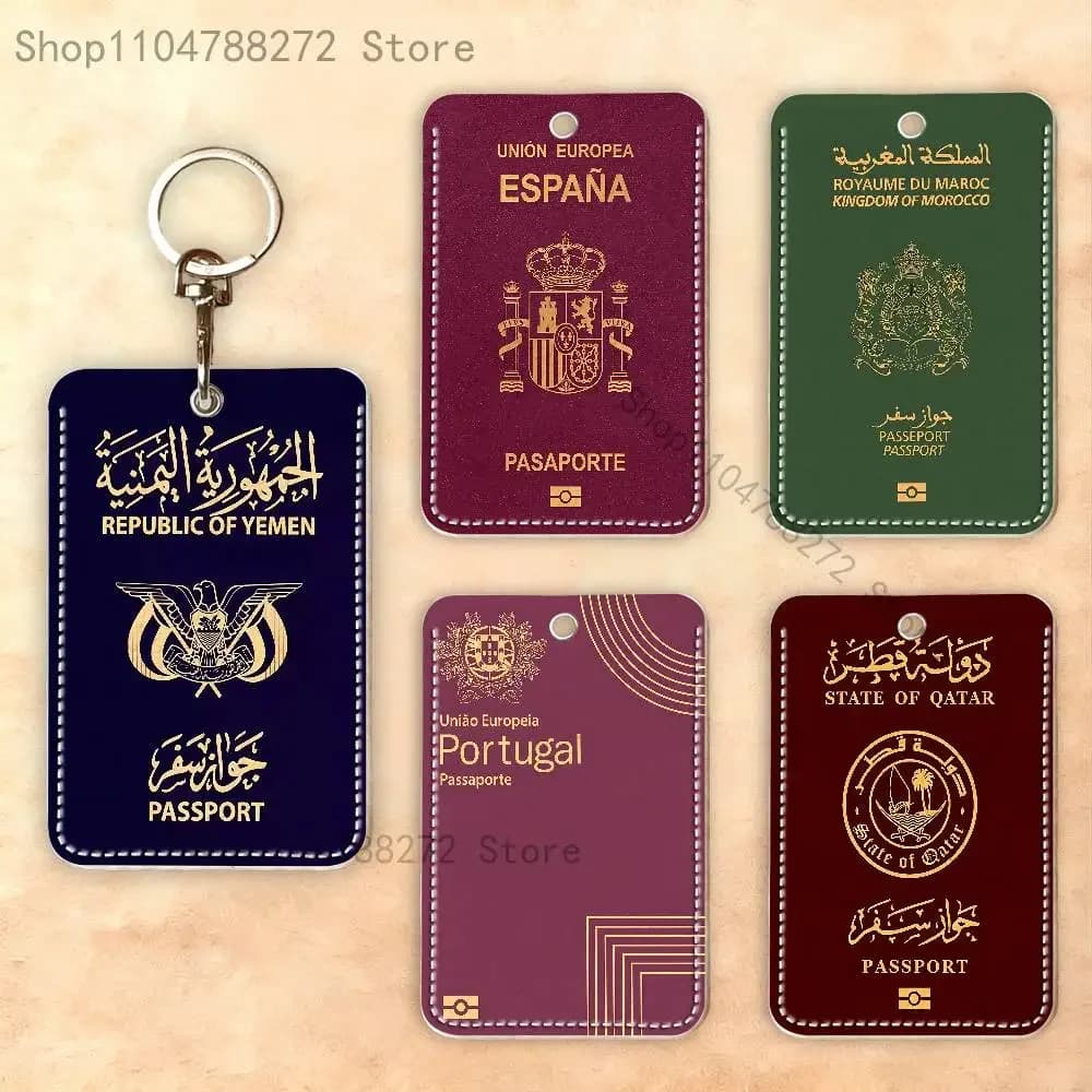 Passaporto da viaggio francese Yemen Astuccio per carte rettangolare messicano Portachiavi Borsa per accesso Portachiavi Portachiavi Porta carte in pelle Portachiavi Accesso