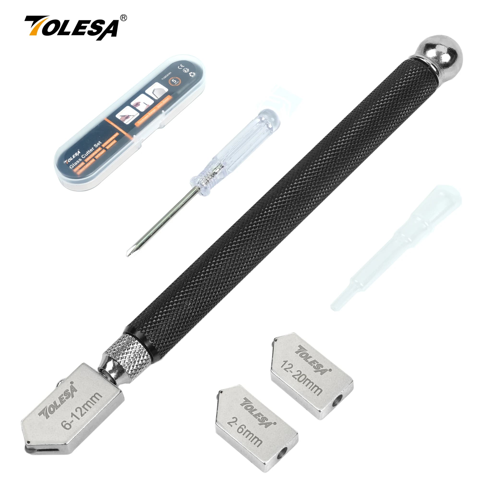 TOLESA 2 mm-20 mm glass cutter kit, glass cutting tool with power supply and assotomatic oil box, glass cutter for mirrors/plate/mosaic