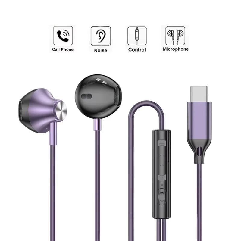 Wired Headphone in-ear Musical earphone HiFi Headset speaker type-C 3.5 mm with microphone Wired earplugs for Realme Xiaomi Tablet Laptop