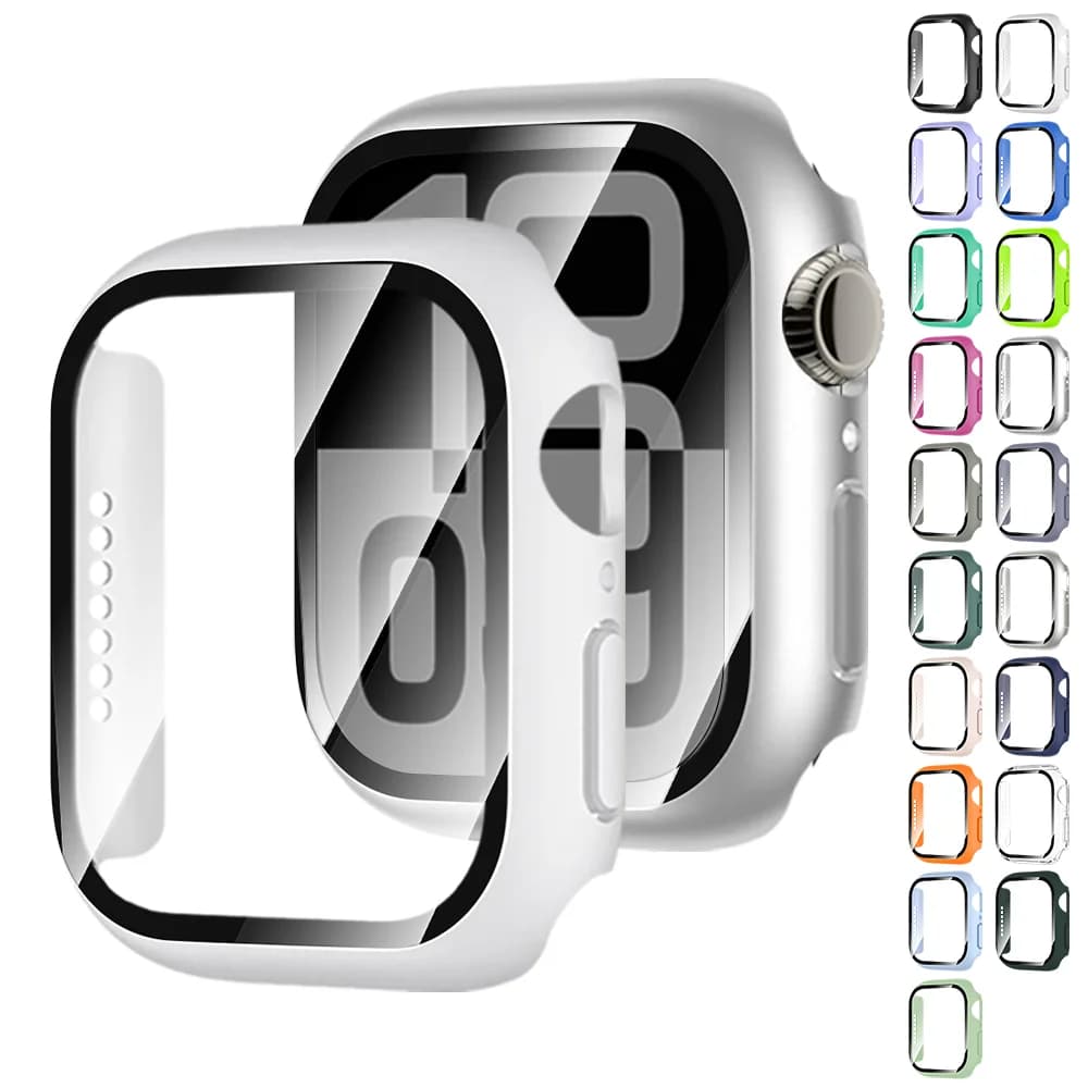 Cover in vetro temperato per protezione schermo Apple Watch 46mm 42mm 40mm 41mm 44mm 45mm Custodia per iWatch Series 11 10 9 8 7 6 5 4 SE