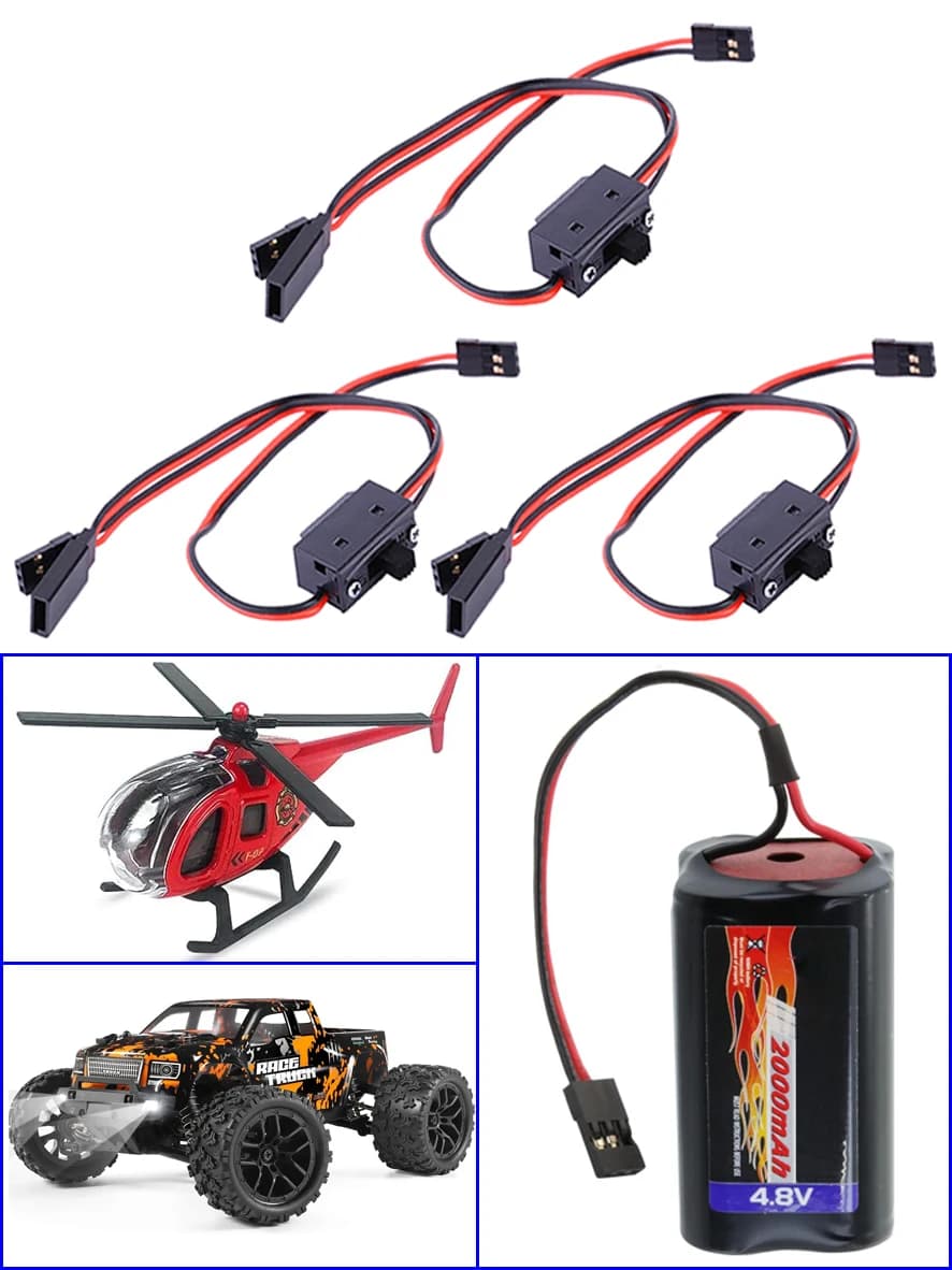 3Pack JR Style Interruttori di accensione a 3 vie Ricevitore interruttore RC per elicottero aereo camion auto RC, 11,8"