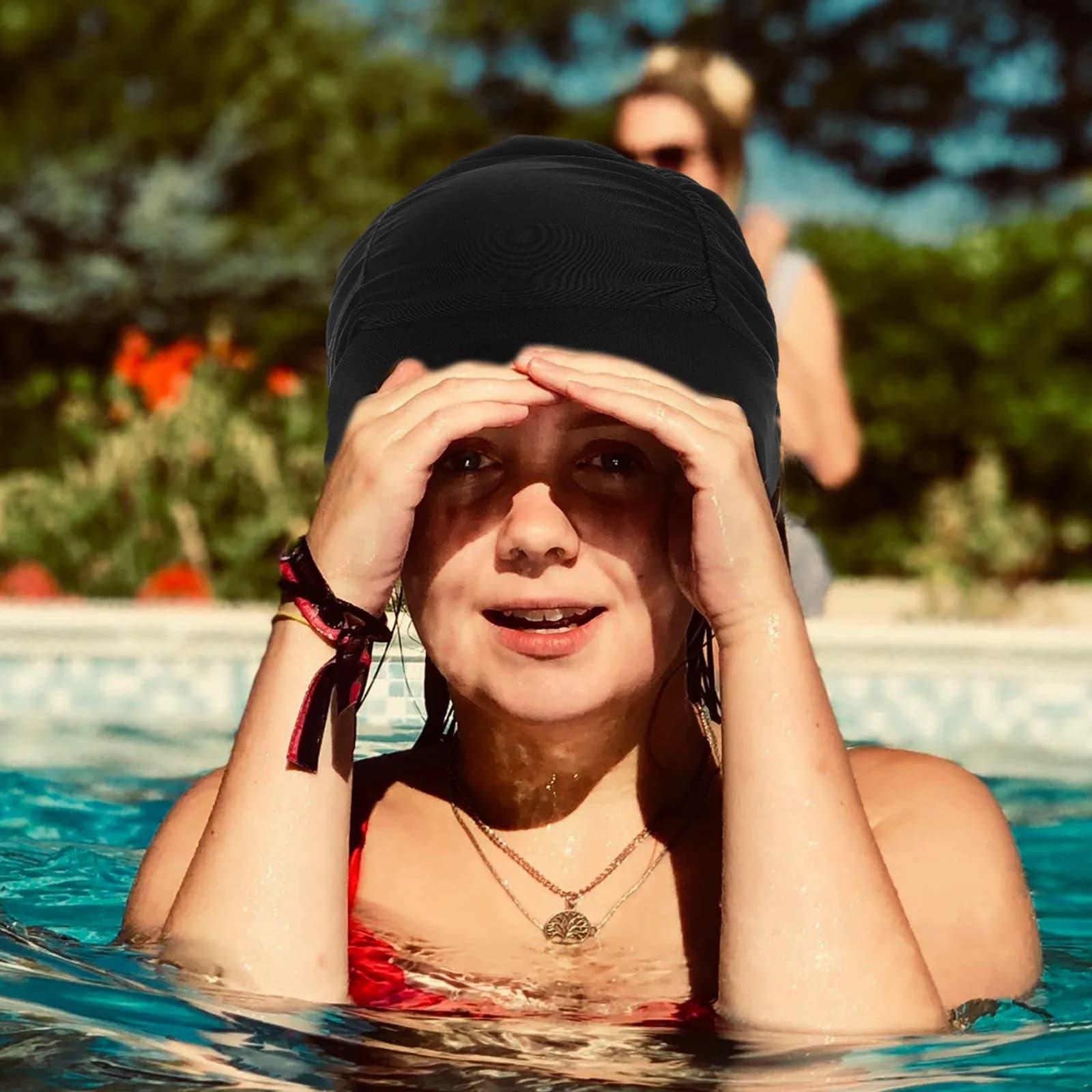 2 Cuffie da Nuoto Grandi Impermeabili da Donna, Comode per Capelli Lunghi, Protezione per Trecce e Capelli in Piscina