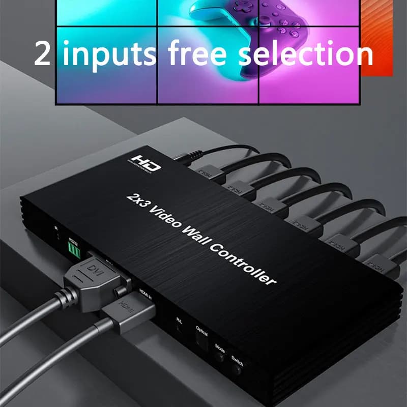 Controller da parete video 2x3 1080p per compatibile HDMI 1x2 1x3 1x4 1x5 1x6 2x2 3 4 6 TV Wall Video Splicing Processor Multi schermo