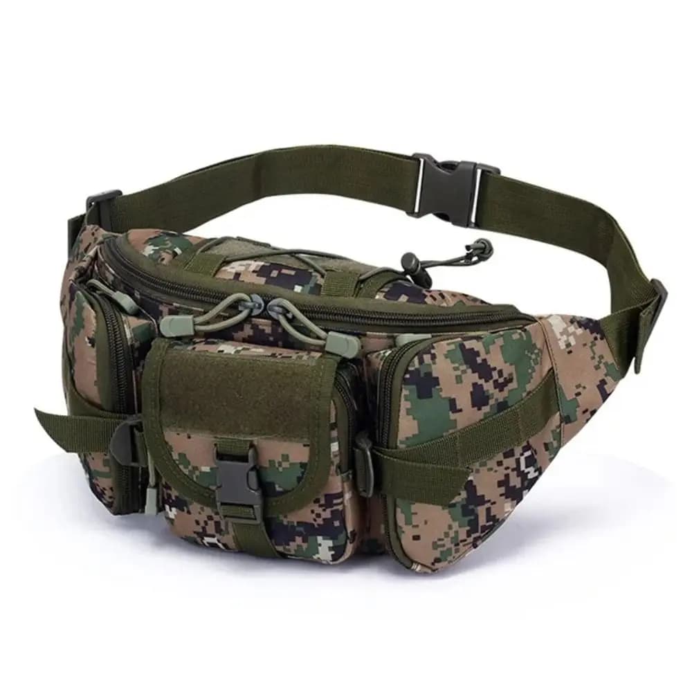 Oxford Cloth Waist Fanny Pack Large Capacity Waterproof Men Molle Pouch Multiple Pockets Durable Running Sports Belt Bag Camping