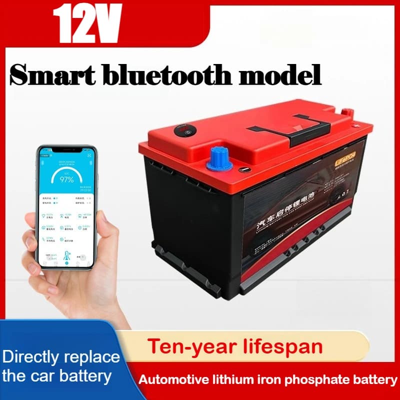 Batteria LiFePO4 12V per Auto con Funzione Start-Stop, Controllo Bluetooth APP, Sostituzione AGM, Batteria di Emergenza per Avviamento