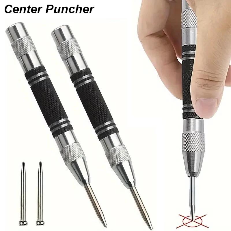 Central punch for wood processing from 128 mm Automatic spring station Punch for glass Silver plate Black Automatic punching tool sample