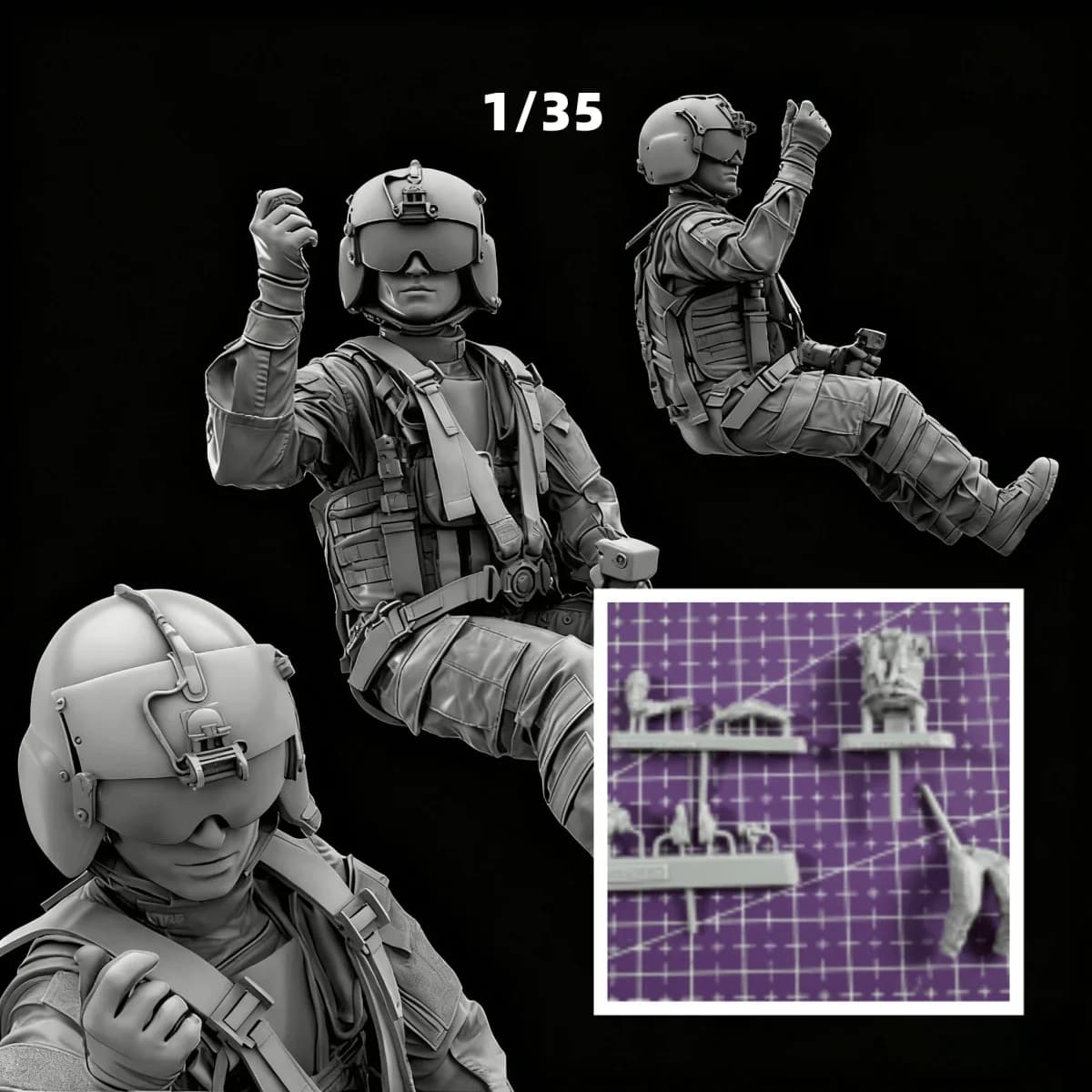 Kit di montaggio modello in resina colata 1/35, GK, pilota di elicottero americano in resina, non verniciato