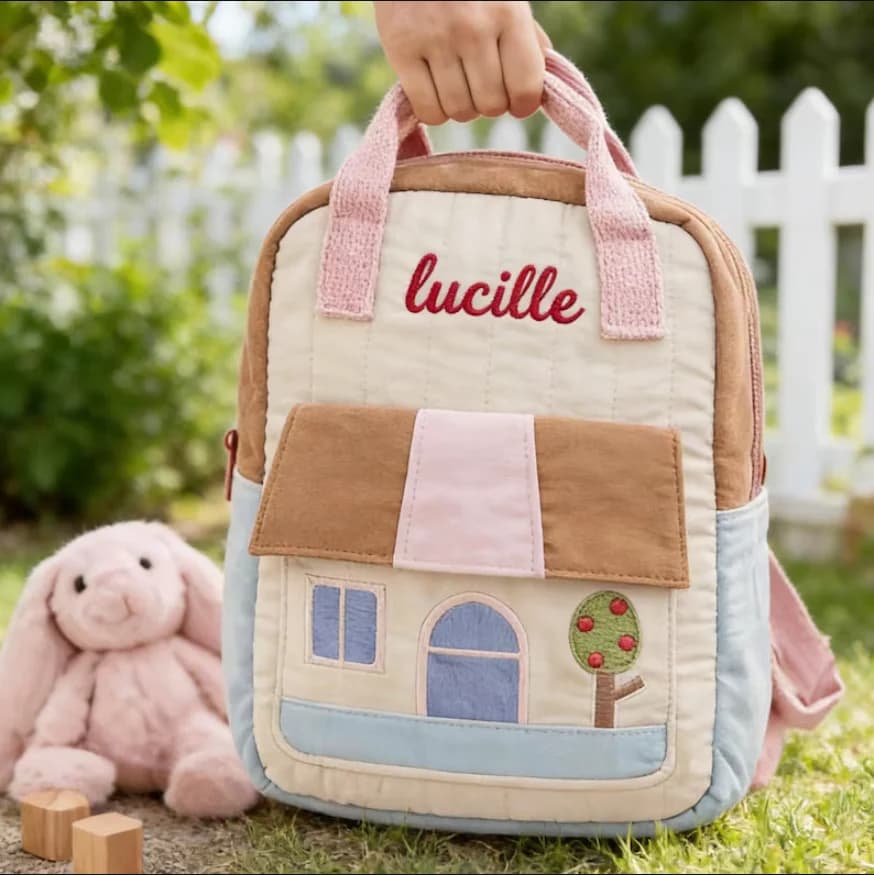 Zaino personalizzato a forma di casetta sull'albero per bambini, leggero, per la scuola materna, per maschietti e femminucce, zaino da viaggio ricamato, per il ritorno a scuola