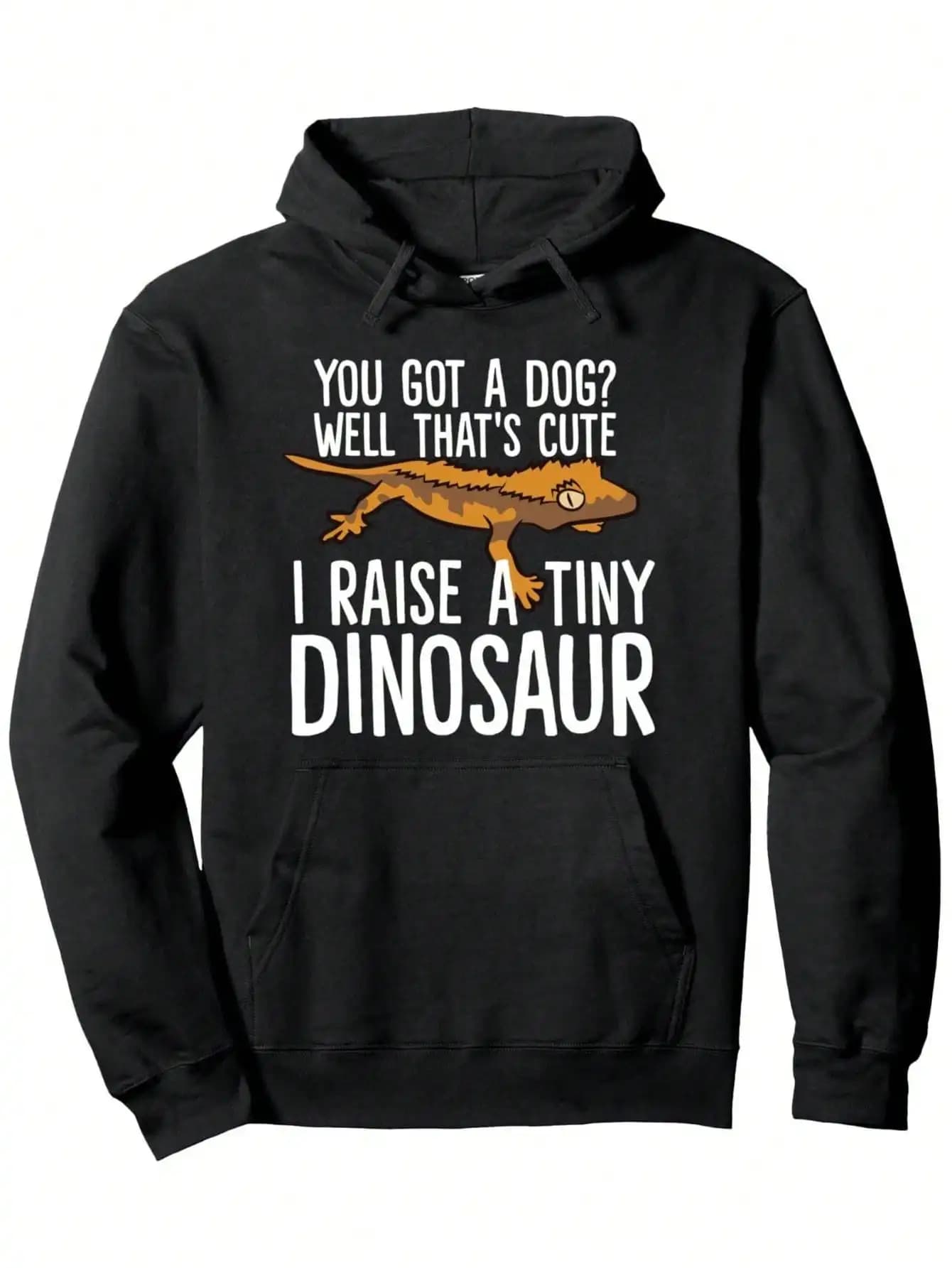 Hooded Long-Sleeve Sweatshirt With A Hood, Men's Funny Reptile Lover Hoodie - "Do You Have A Dog? I Have A Little Dinosaur" Pullover, Featuring