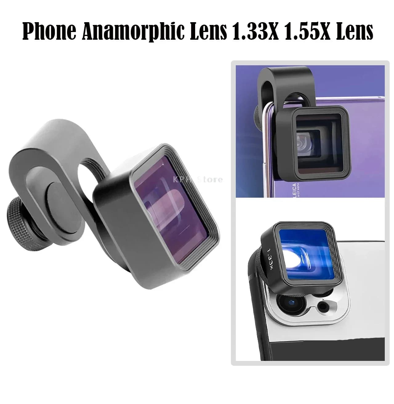 Obiettivo anamorfico per telefono 1.33X 1.55X Obiettivo grandangolare per smartphone per iPhone 15 14 Videocamera per telefono Widescreen Film Videomaker Filmmaker