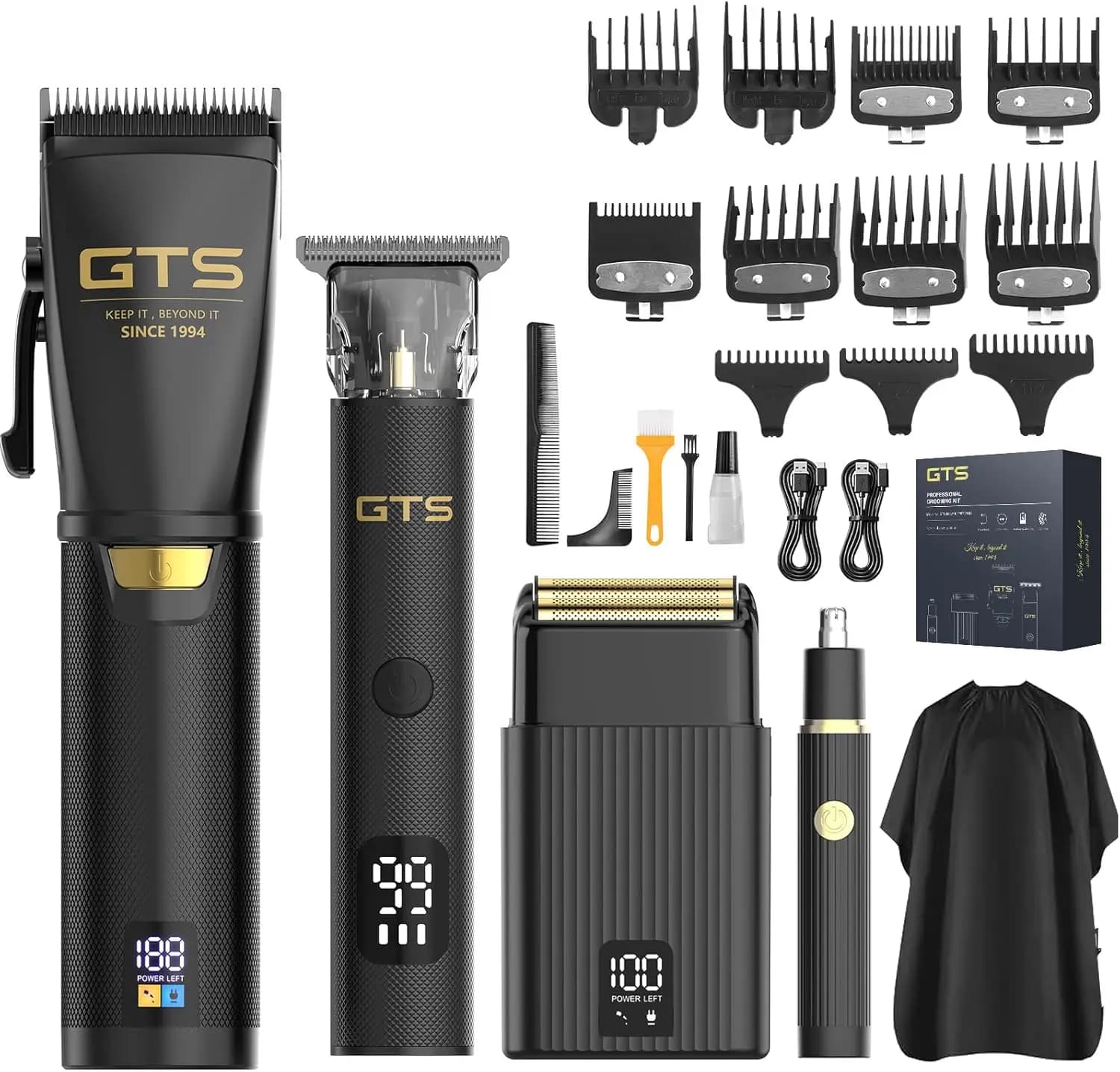 Kit Professionale di Tagliacapelli e Regolabarba Senza Fili con Display LED, Rasoio Elettrico 4-in-1 per Uomo