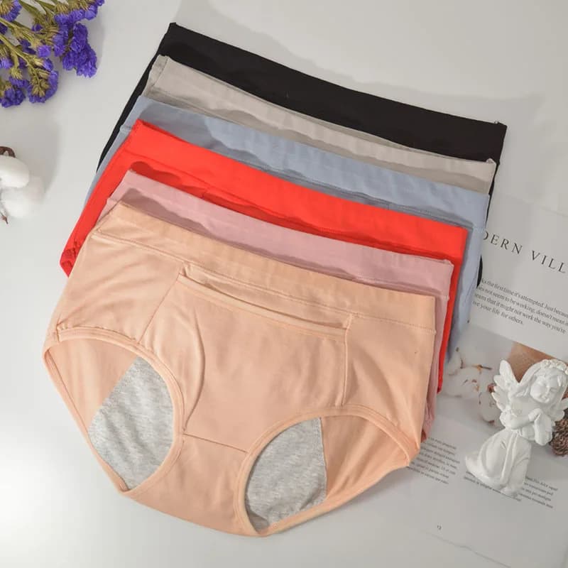 Mutandine mestruali da donna in cotone con tasca Mutandine assorbenti Pantaloncini a vita media a tenuta stagna Slip sexy traspiranti L-4XL