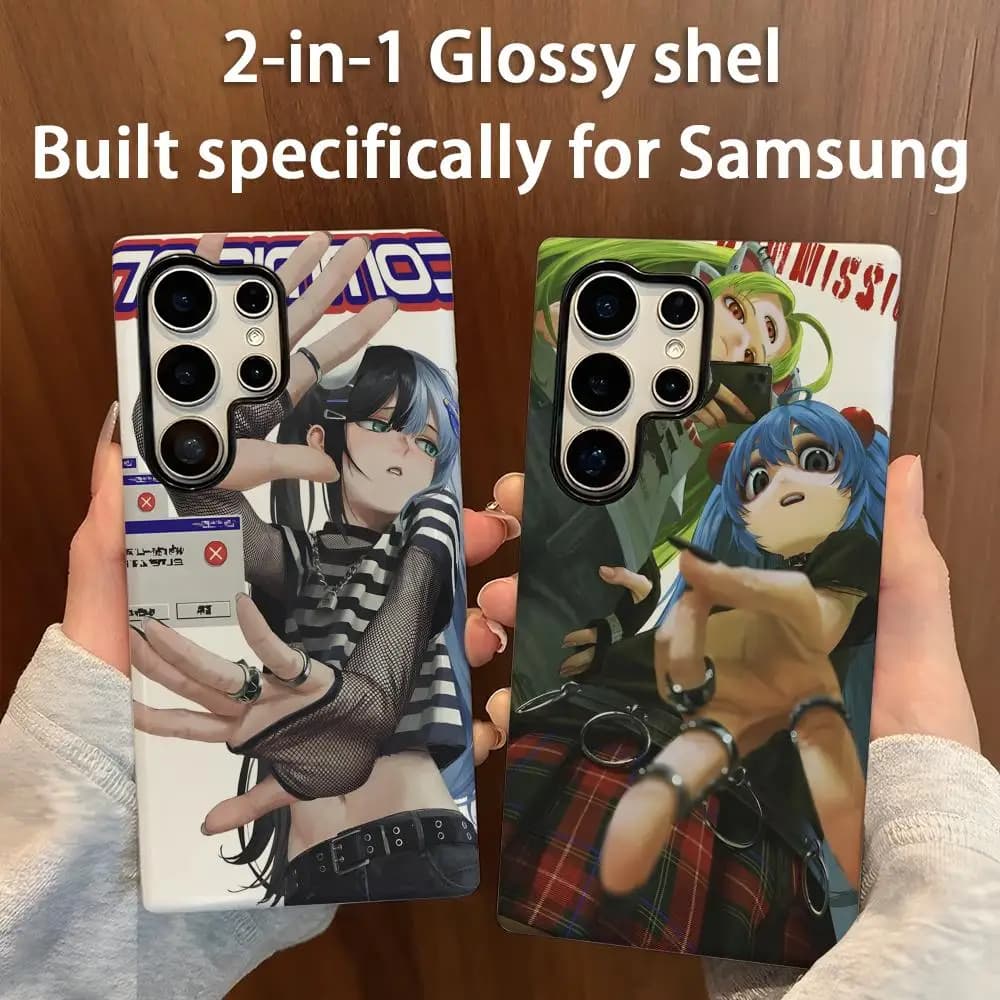 Clmj Y2K Anime Girl1 Phone Case 2-in-1 Glossy shell For Samsung Galaxy S25 S24 S23 S22 S21 Plus Ultra
