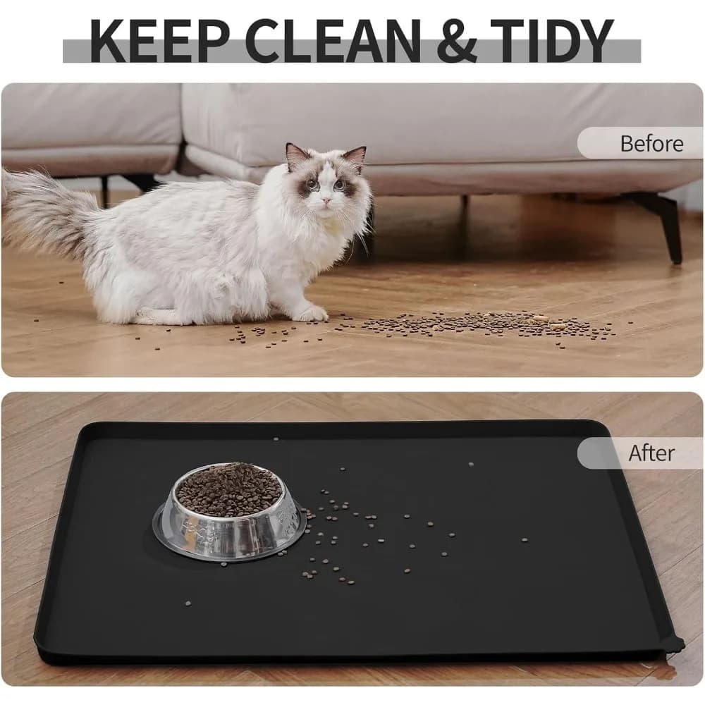 Tappetino impermeabile per animali domestici con bordi rialzati alti, ciotola per acqua per cani e gatti con tappetini per alimenti in silicone alimentare per cani da compagnia senza BPA