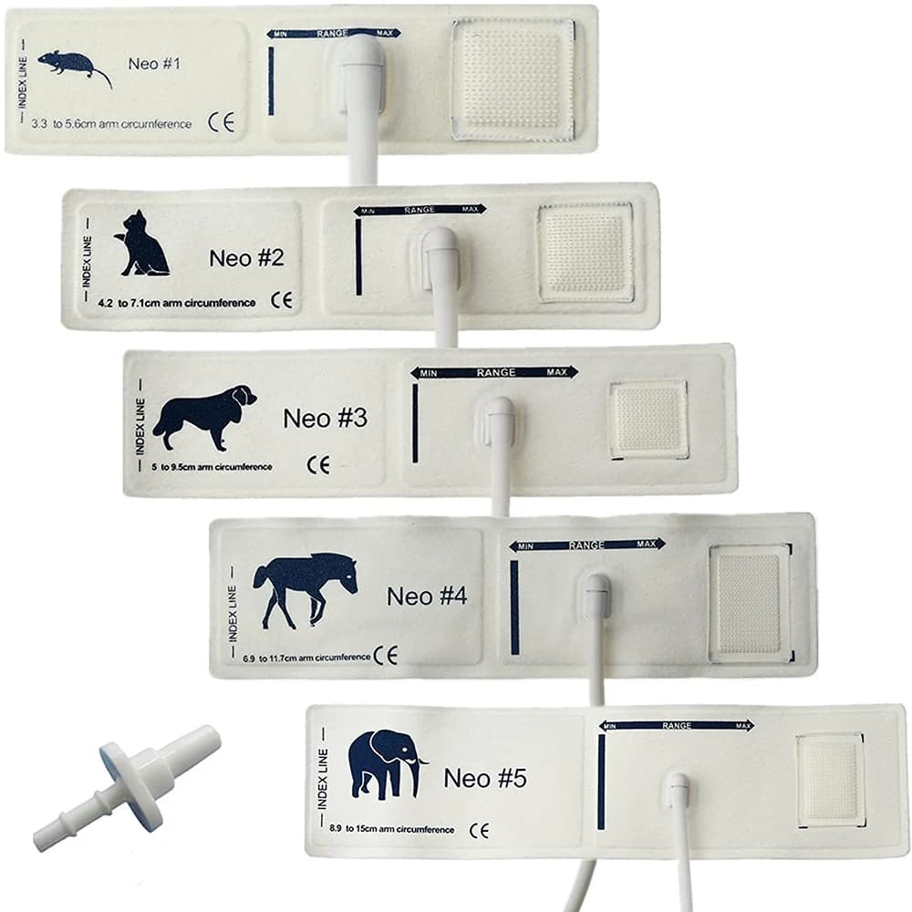 Veterinary disposable animal pressure bracelet, 5 different sizes, suitable for most veterinary monitors with 1 type of interfaces