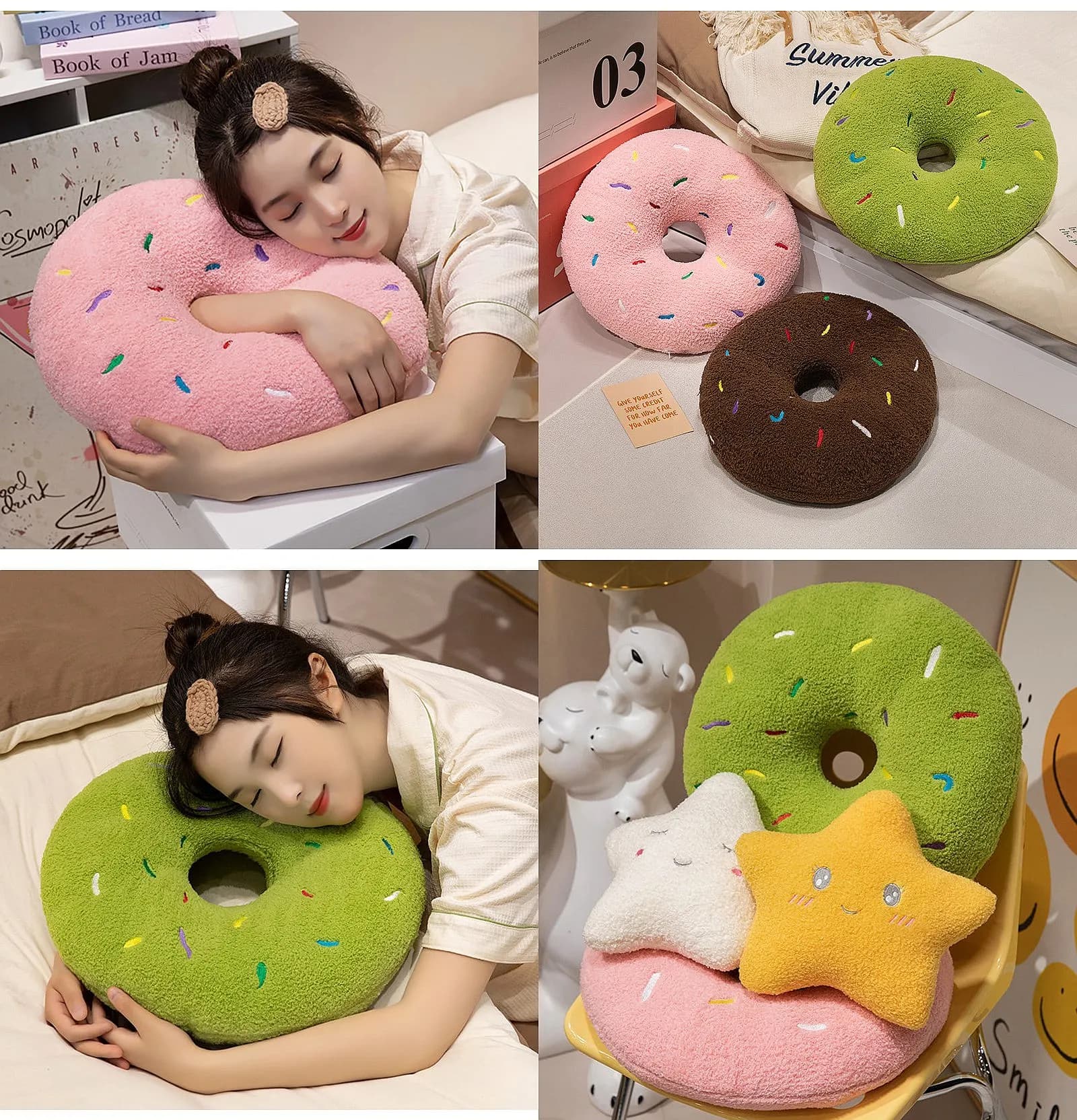 40cm 3D Donut Plush Cushion Cute Round Cake Throw Pillow Sofa Seat Cushion Girl Office Nap Mat Creative Kids Gift DIY Home Decor