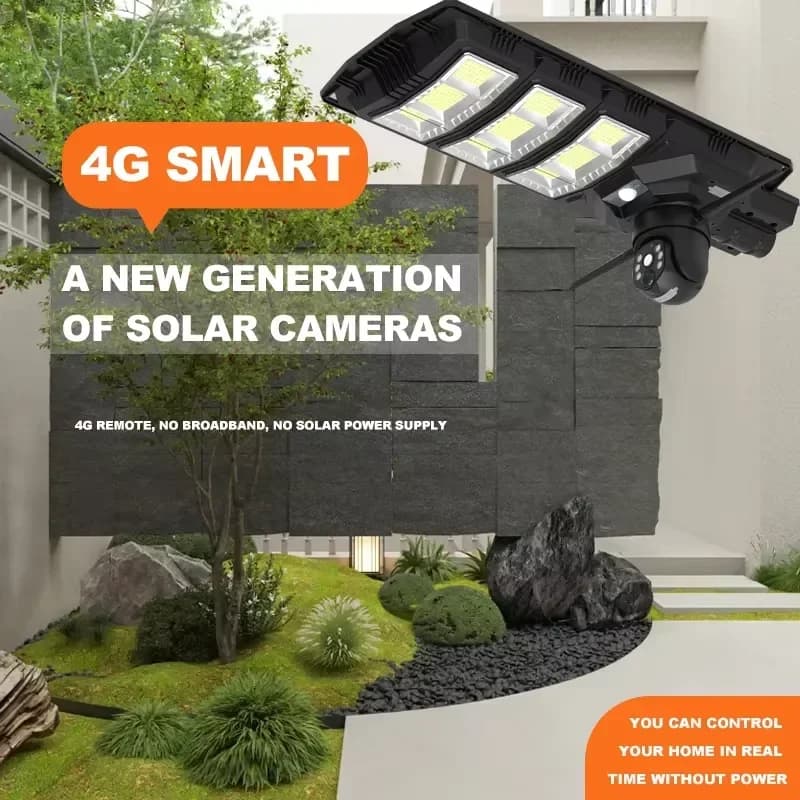 Lampioni stradali ad energia solare Telecamera Wi-Fi 4G Avviso vocale Lampada di sicurezza V380 da 4 MP con telecamera a infrarossi per giardino garage