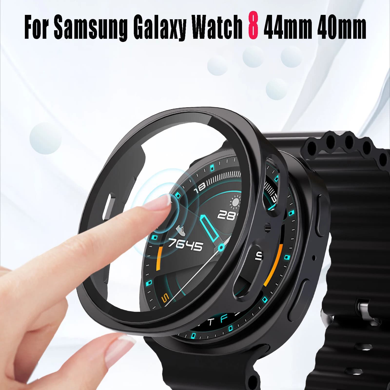 Csae For Samsung Galaxy Watch 8 44mm PC Accessories Shockproof bumper + Tempered glass screen protection Galaxy Watch 8 40mm Cover