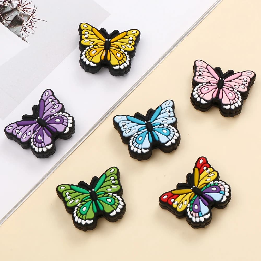 10/12 pz Silicone Massaggiagengive Perline BPA Libero Mini Farfalla Animale Perline FAI DA TE Dentizione Del Bambino Ciuccio Catena Giocattoli Regalo Articoli Per Bambini