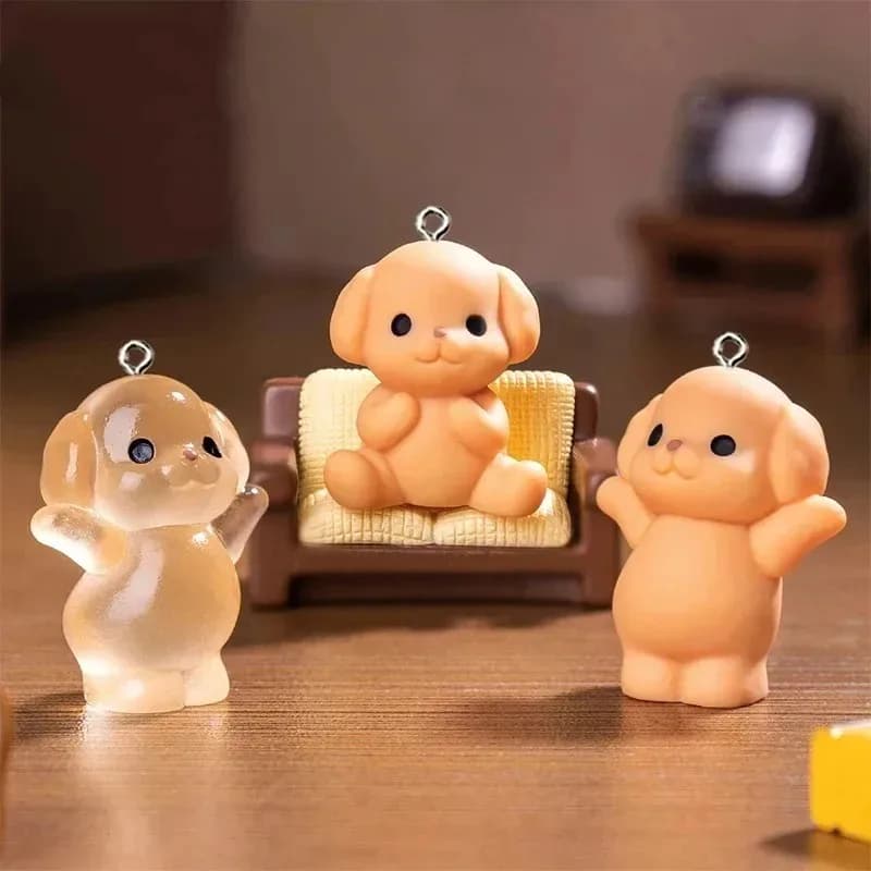 10Pcs DIY Jewelry Craft Findings, Kawaii 3D Luminous Puppy Dog Resin Charms Pendants fit Keychains Earrings