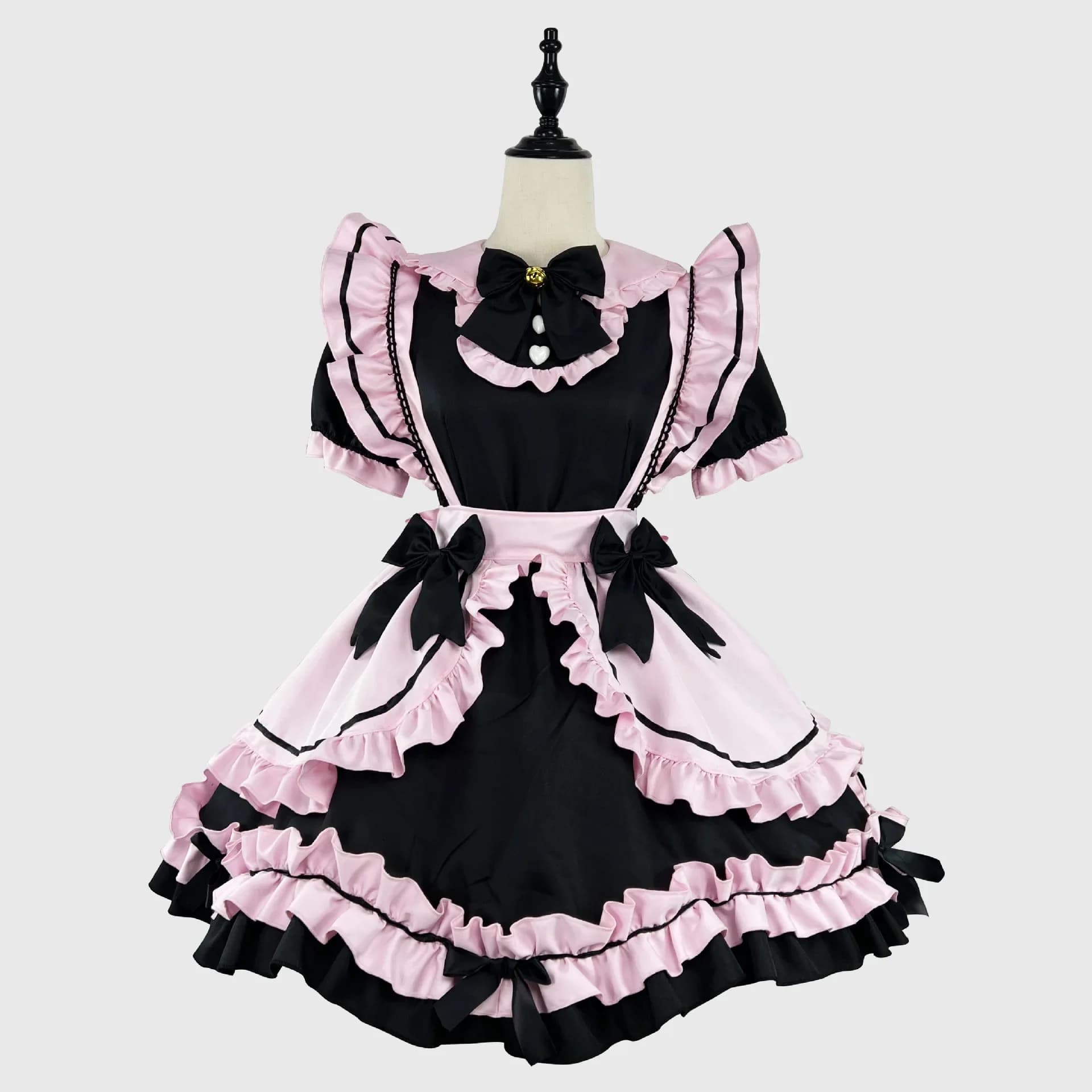 Anime Gothic Lolita JSK Dress Short Sleeve Kawaii Bow Maid Party Dresses Cosplay Cats Girl Harajuku Cute Pink Ruffles Black 2026