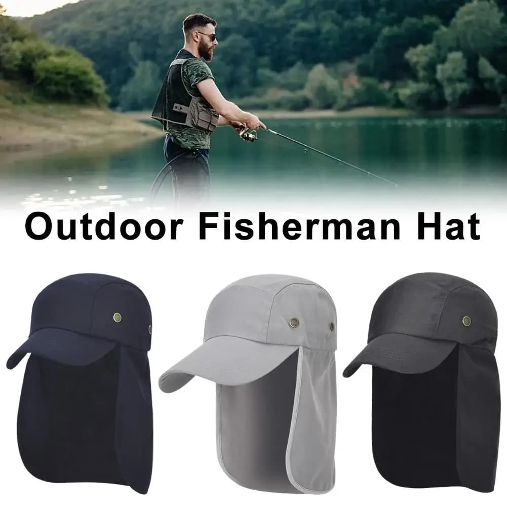 Cappello da pescatore da pesca all'aperto berretto da campeggio regolabile protezione del capo collo UV sole traspirante bordo esteso R1P8