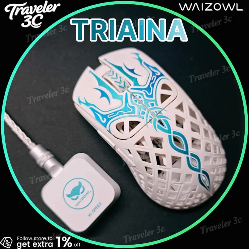 2026 Waizowl TRIAINA Wireless Gaming Mouse 49g Ultra-Lightweight Custom 3950HAWKEYE Sensor 8K TTC Optical Switch n54L15