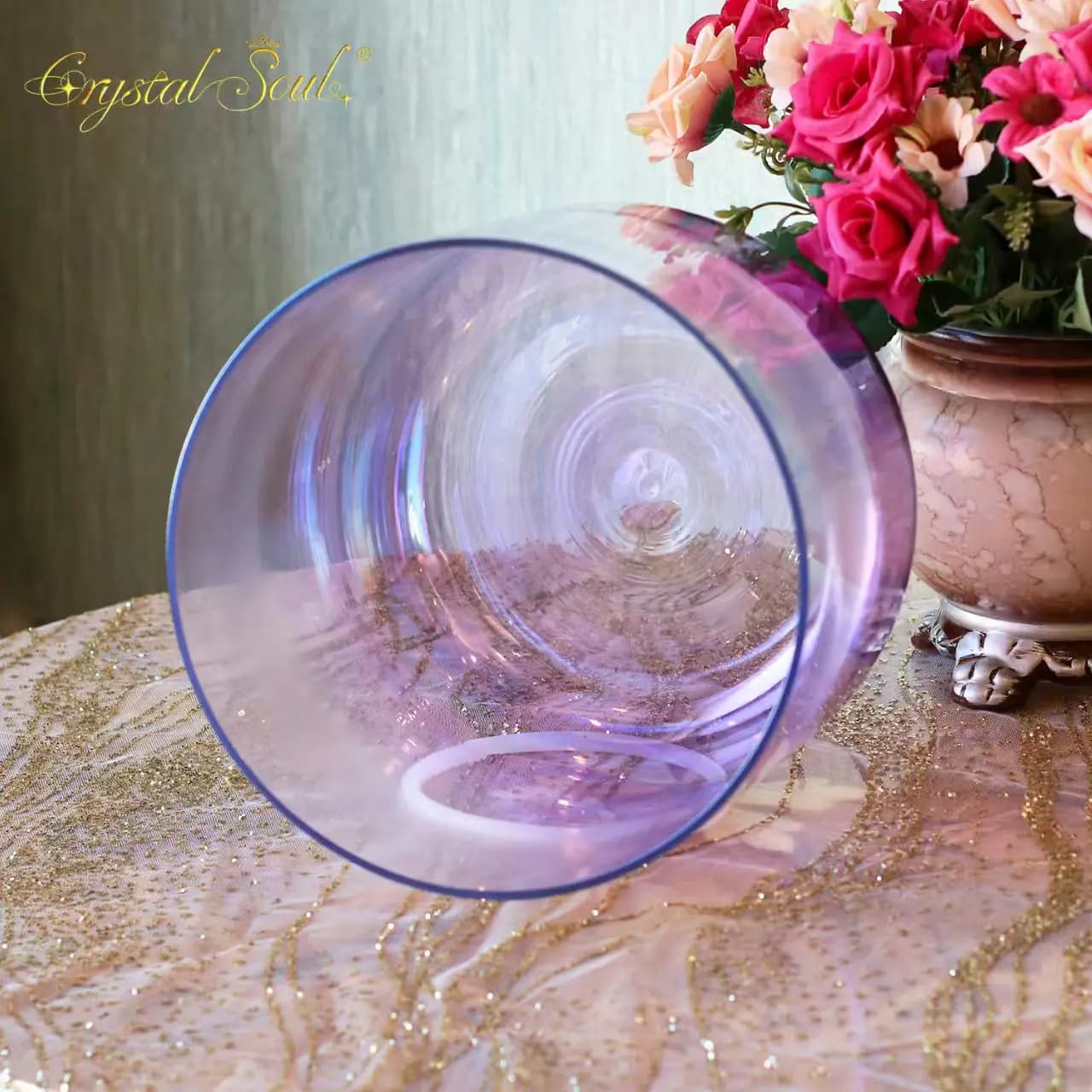 Crystal Soul High Quality Thickened Purple Aurora Alchemy Crystal Bowl Sound Bath Crystal Singing Bowls