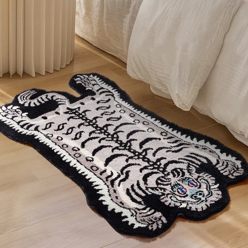 VIKAMA Tappeto con motivo tigre - Porta d'ingresso Cappotto Armadio Tappeto laterale camera da letto - Calore invernale autunnale antiscivolo Decorazione della casa