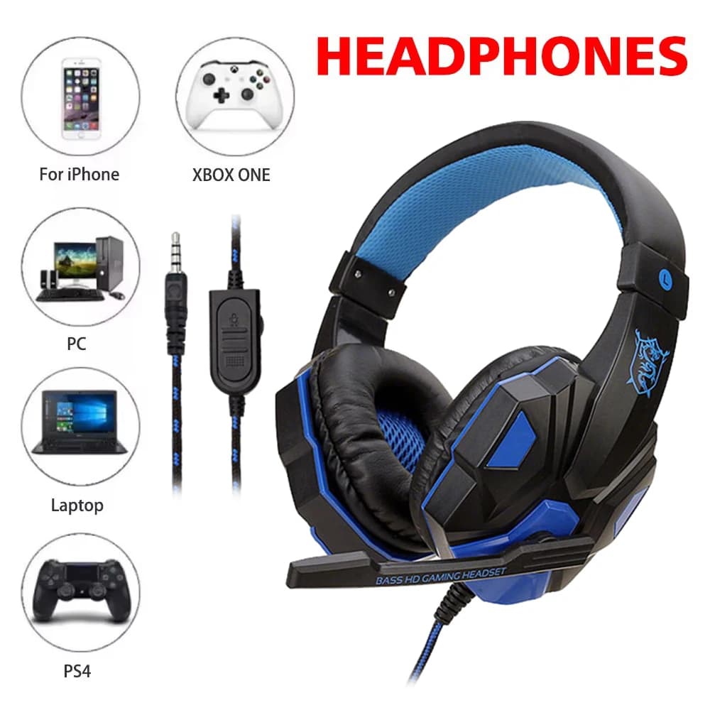 Cuffie da Gaming Cablate da 3,5mm con Microfono 120 ° Cuffie da gioco stereo regolabili per PC, PS4, PS5, Xbox, smartphone e laptop