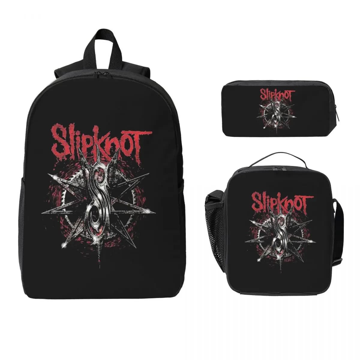S-Slipknots Zaino per musica mentale pesante Ragazzi Ragazze BookBag Borsa da scuola Borse a tracolla per computer Borsa da pranzo isolata 3ps Astuccio