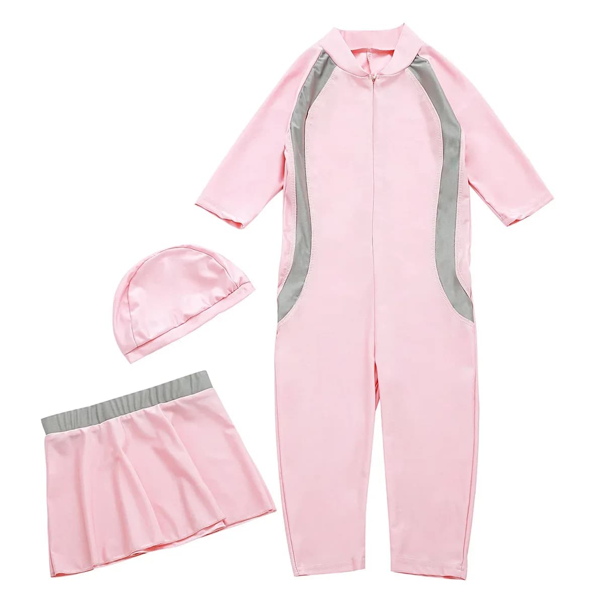 3 piece Muslim swimsuit for children with full cover + skirt + hats Small swimsuit for girls Swimwear Muta da sub Arabo Islam Beachwear