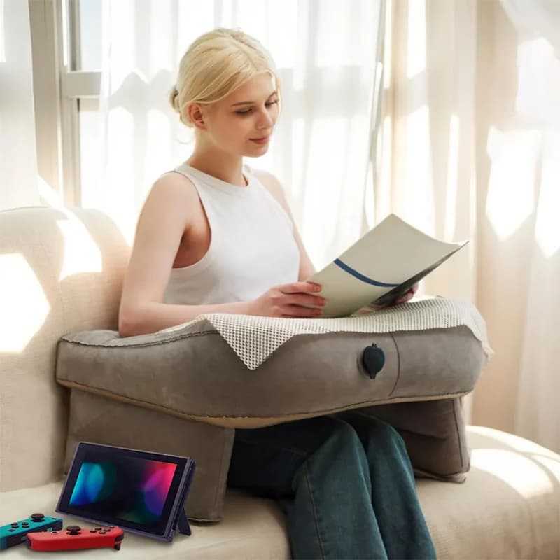 Cuscino da Gaming Gonfiabile con Supporto per Braccia, Cuscino da Lettura Portatile, Cuscino per Riposo a Letto, Accessori per Lettura, Lavoro, Gioco e Campeggio
