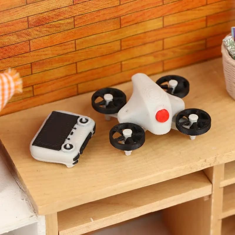 Miniature Simulation Drone Model With Remote Controller 1:12 Scale Dollhouse Scene Decoration Miniature Photography Props