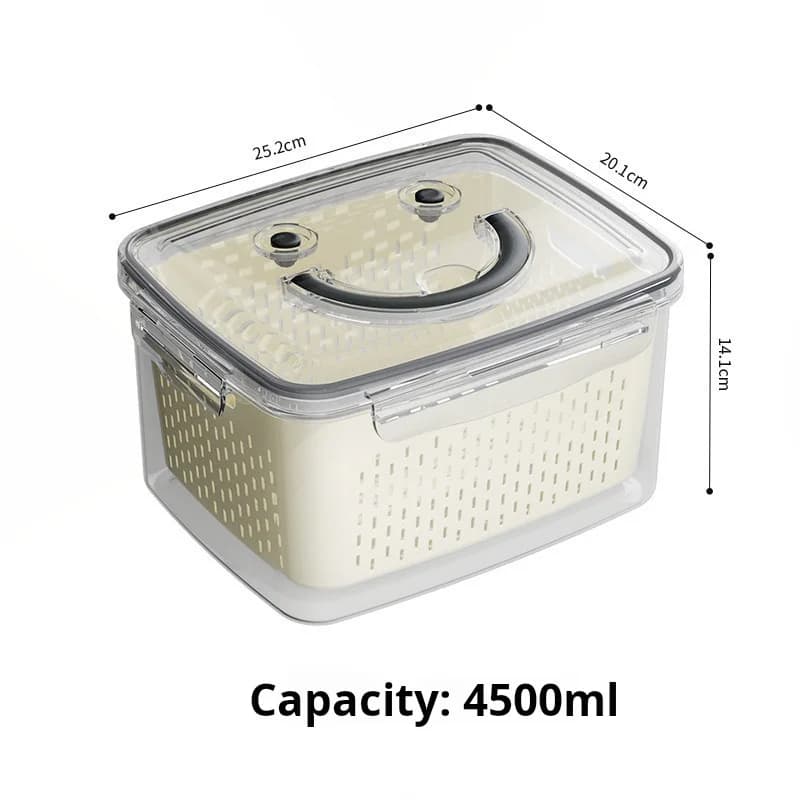 Set di 2 Contenitori Ermetici per Frigorifero con Scolapasta, Senza BPA, Scatole Antiperdita per Frutta, Verdura, Carne e Preparazione Pasti