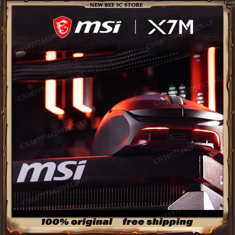 NEW MSI X7M Three Mode Wireless Gaming Mouse 49g Ultra Lightweight PAW3950 40000 DPI Dual 8K Omron Optical Switch Mouse Gift