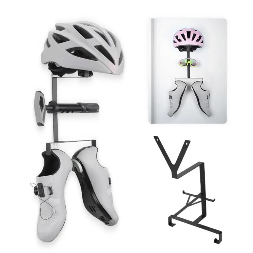 Supporto da Parete per Casco Moto, Ganci per Casco Bici, Occhiali, Scarpe, Pompa, Attrezzatura Ciclismo, Espositore Appendiabiti