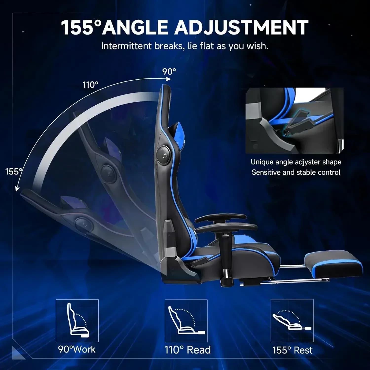 Spedizione Gratuita, Nuovi Arrivi! Sedia da gaming con altoparlanti Bluetooth e poggiapiedi, sedia da gaming ergonomica con schienale reclinabile, 3