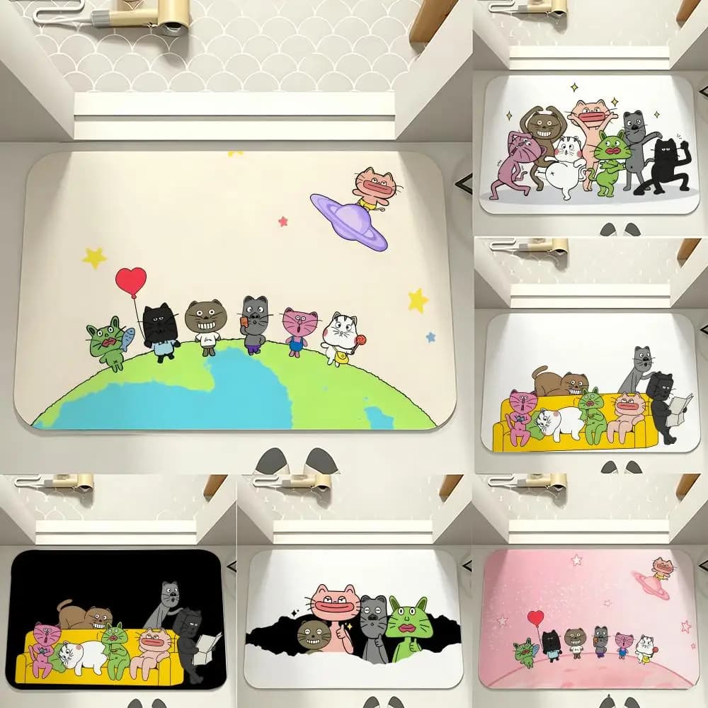Animation character Y-YAPICATS Floor Mat carpet diatom mud bathroom quick-drying absorbent floor mat household bathroom