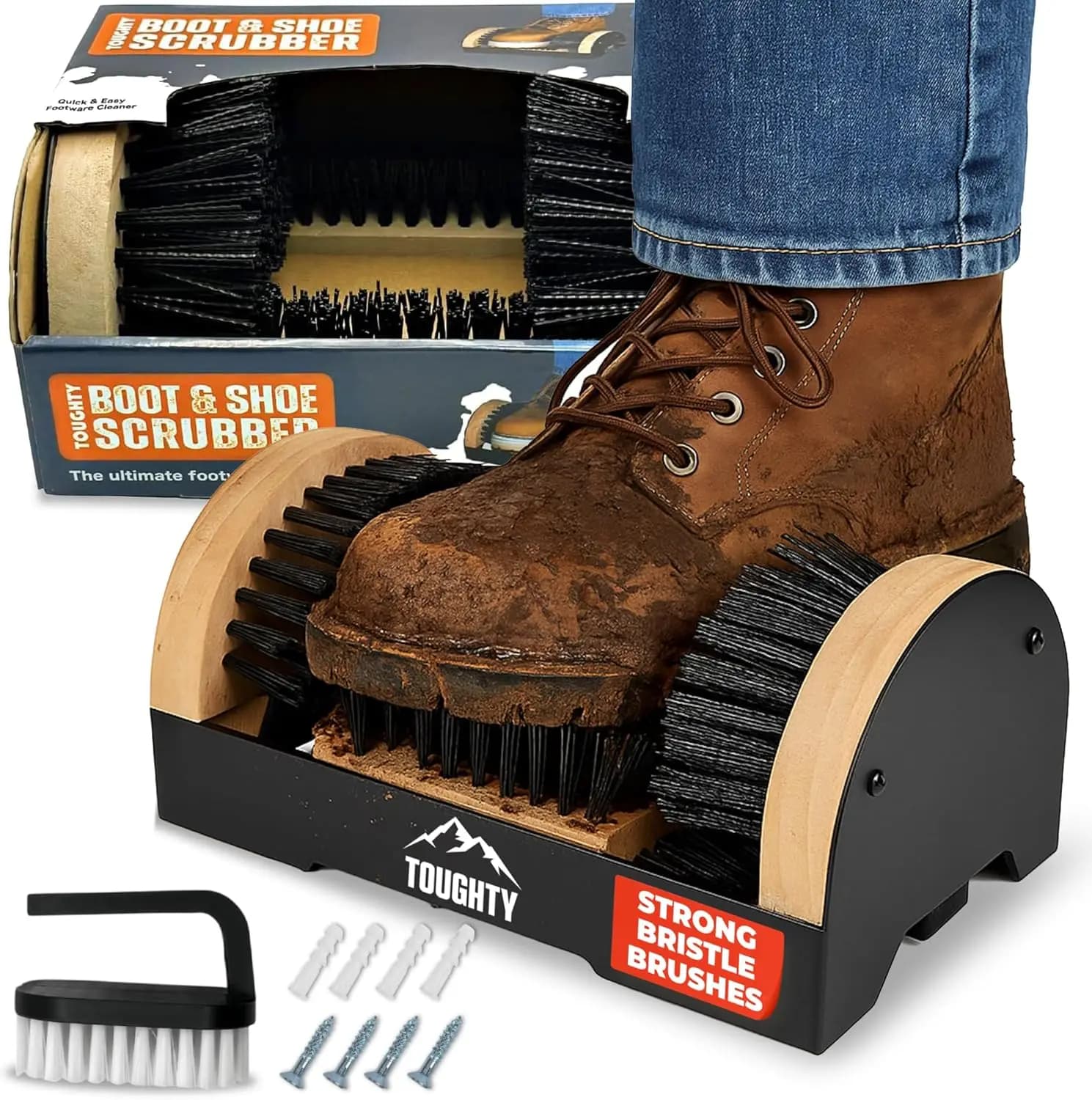 Spazzola per Stivali - Pulitore per Scarpe Resistente per Tutte le Condizioni Atmosferiche con Spazzole Raschietto - Montabile per Interni ed Esterni