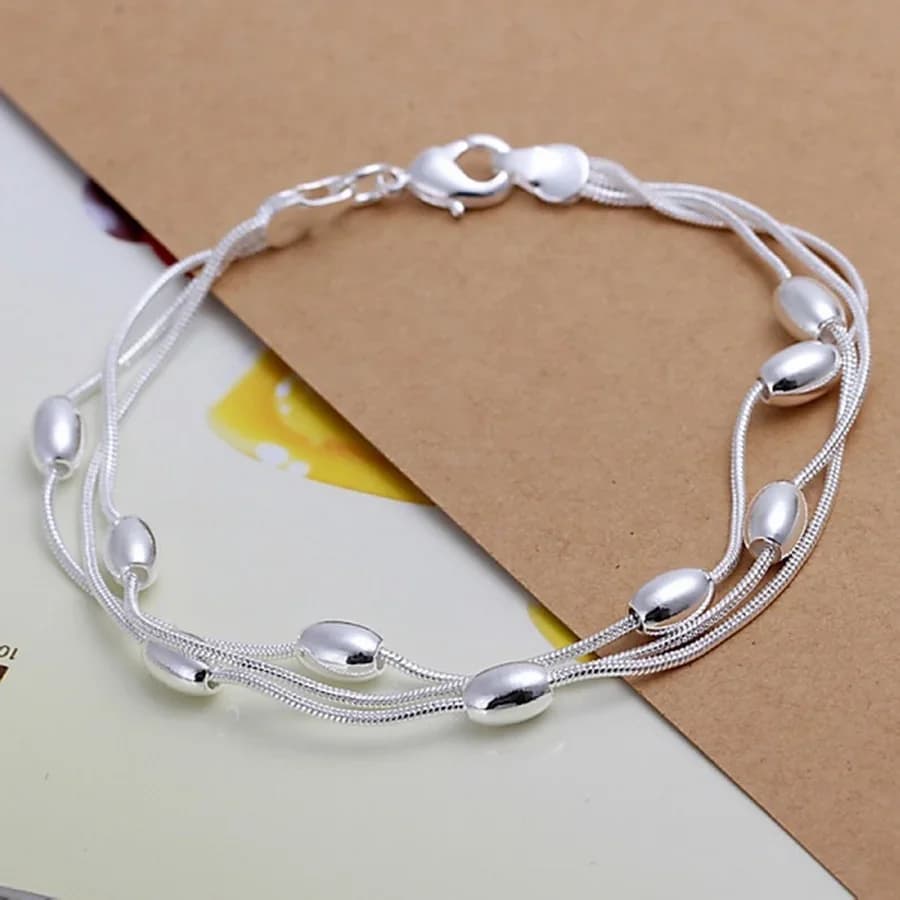 Fashion Design Product Beautiful 925 Sterling Silver Jewelry High Quality Bracelet Bead Chain Women Lady Wedding With