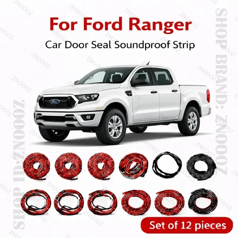 Car Door Seal Strip Rubber Double Layer Soundproof Dustproof Waterproof Door Weatherstrip 12PCS Set For Ford Ranger