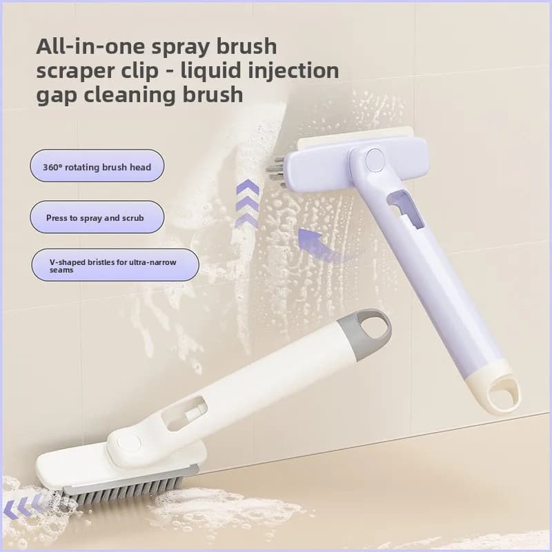 Nuova Spazzola 3-in-1 con Spray Liquido, Spazzola per Pavimenti con Setole Dure, Spazzola Rotante Piccola per Pulizia di Fughe e Piastrelle in Ceramica
