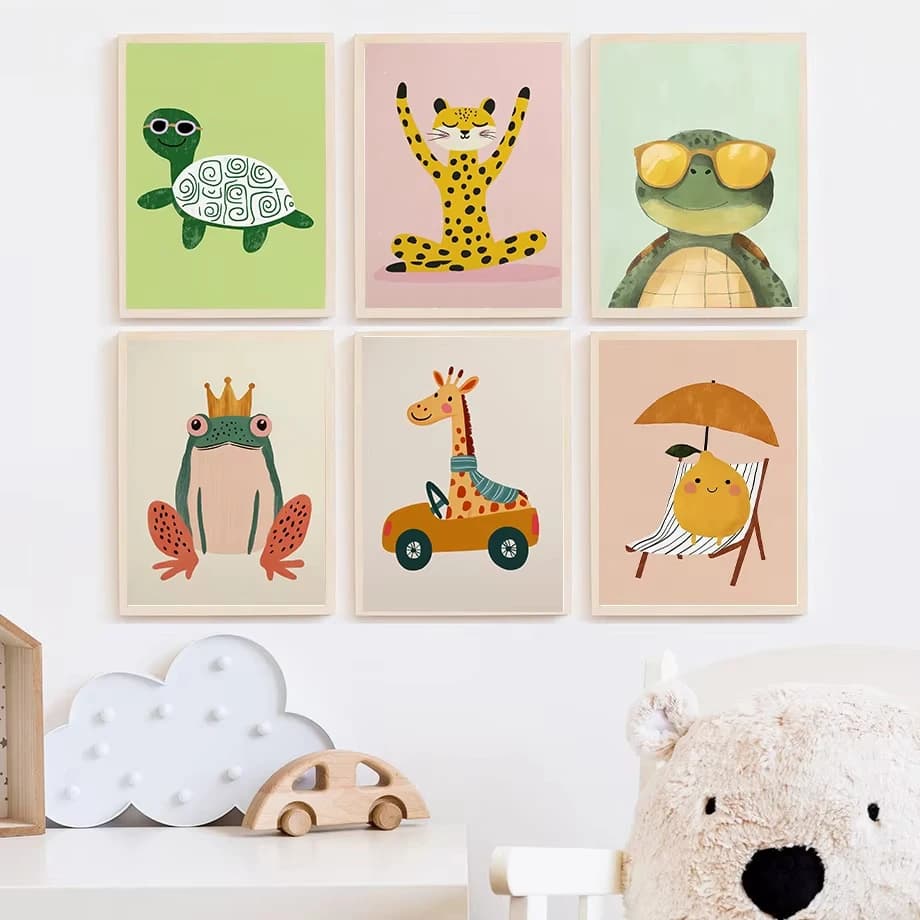 Cute Turtle Scooter Dinosaur Yoga Leopard Interesting Animals Fashion Wall Art Diamond Painting Nordic Poster Children's Room