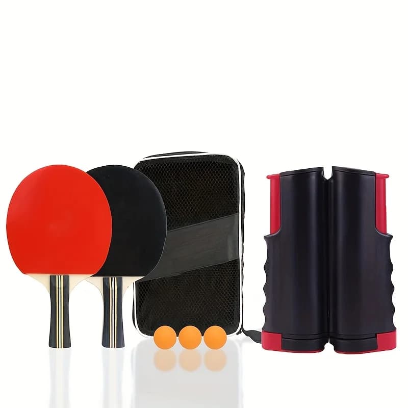 Set di racchette da ping pong con rete retrattile | include 3 palline, borsa per il trasporto, adatto per uso interno/esterno, perfetto per l'esercizio fisico