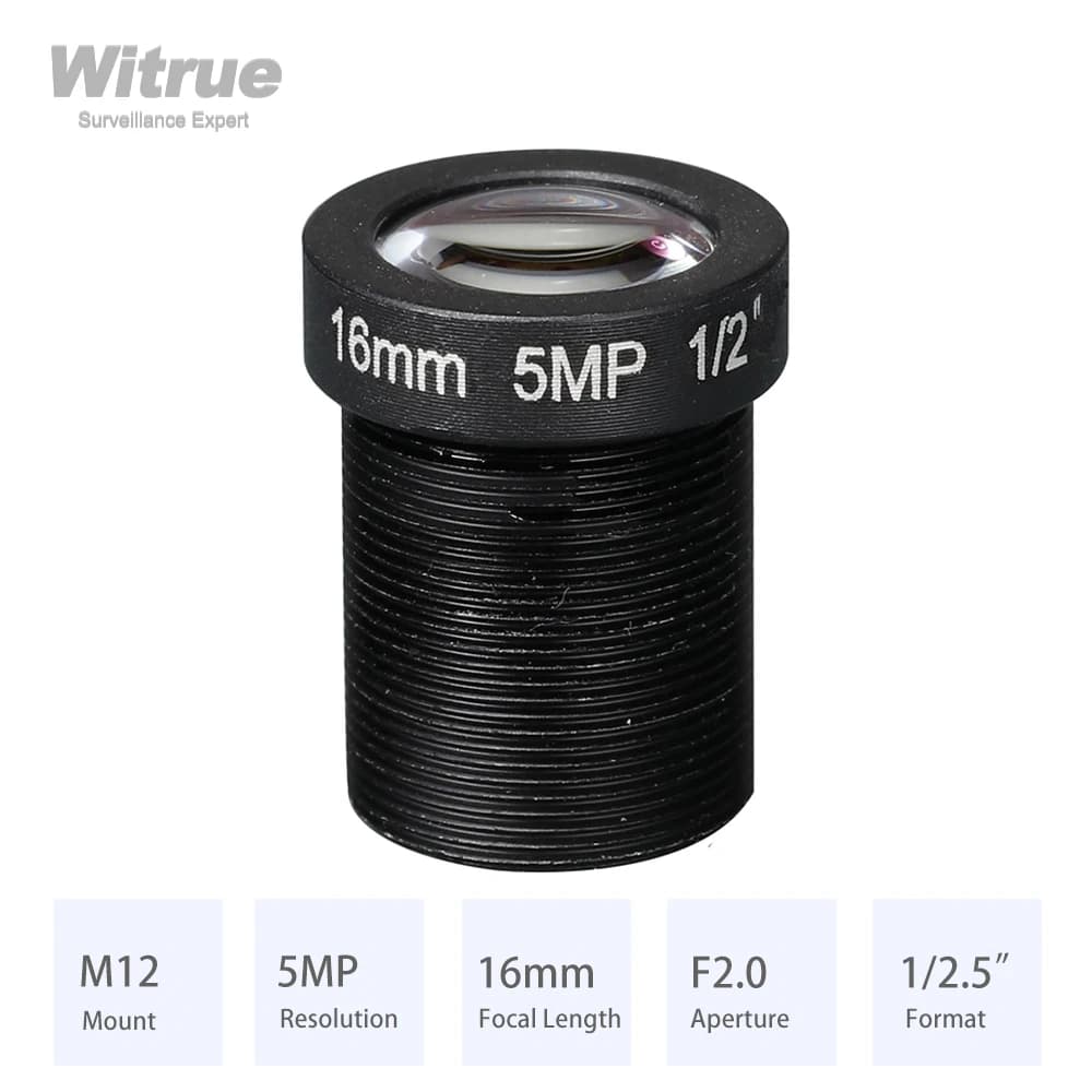 Obiettivo con attacco HD 5MP M12 8MM 12MM 16MM con apertura filtro IR 650nm Formato F2.0 1/2.5" per telecamere CCTV di sicurezza di sorveglianza