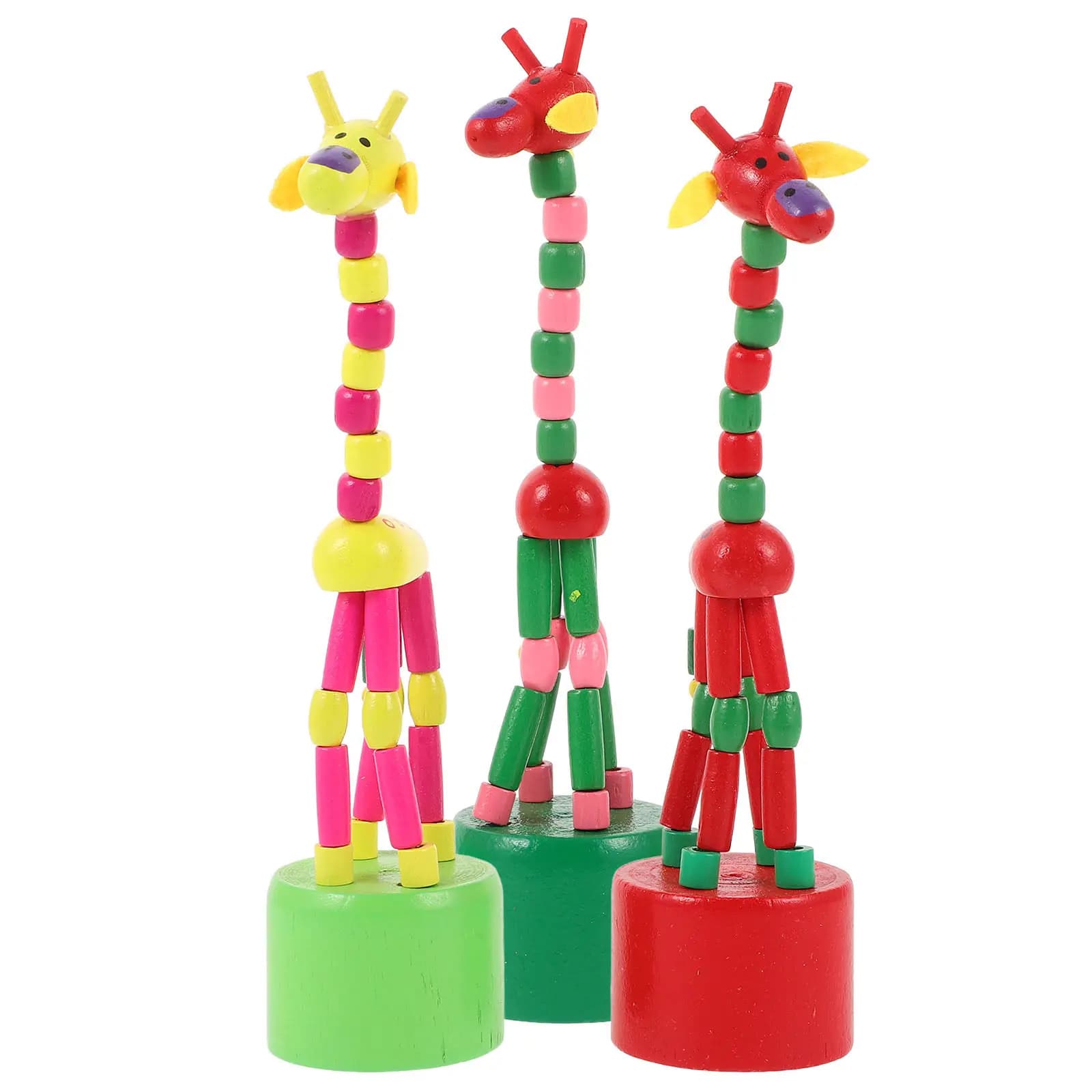 3 pezzi di giocattoli in legno a forma di giraffa per bambini, per l'allenamento delle mani e lo sviluppo delle capacità motorie fini, animali colorati oscillanti