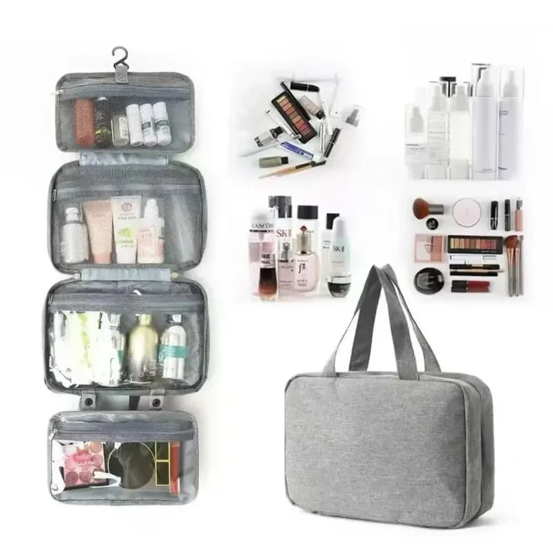 Borsa da viaggio appendibile impermeabile per cosmetici e articoli da bagno, con scomparti separati per oggetti bagnati e asciutti