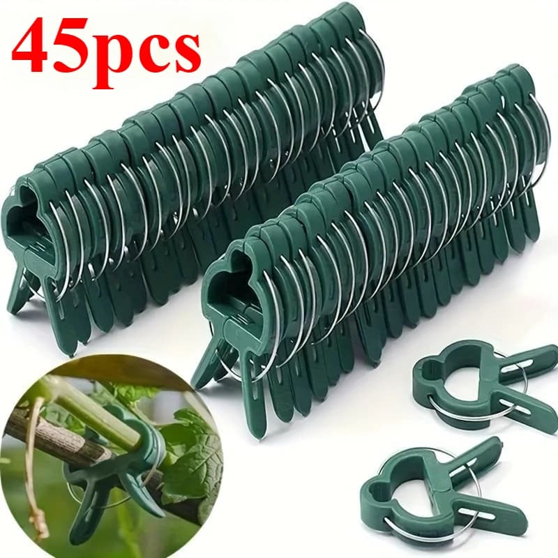 45 Heavy Duty Garden Plant Clips Reusable Quick Clip Green Plastic Support for Tomatoes Plant Pot Plant Stand Plant Accessories