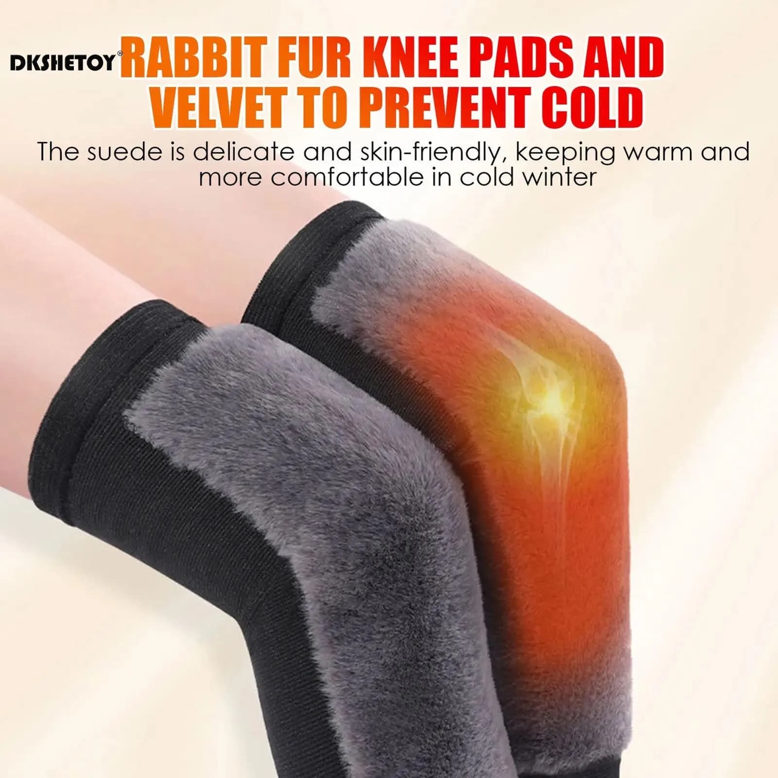 Thick Scaldamuscles in plush winter sleeves Knee lined with faux rabbit fur Hot tutor Cold leg Arthritis Knee Support Running